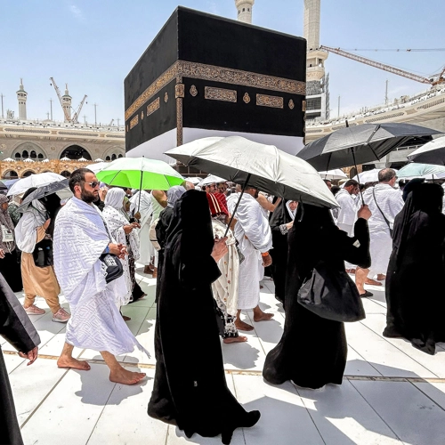 Kaba View in Makkah and Pilgrim tawaf